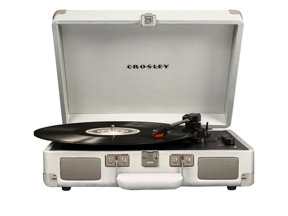 Cruiser Deluxe Vintage 3-Speed Bluetooth Suitcase Turntable, White Sand