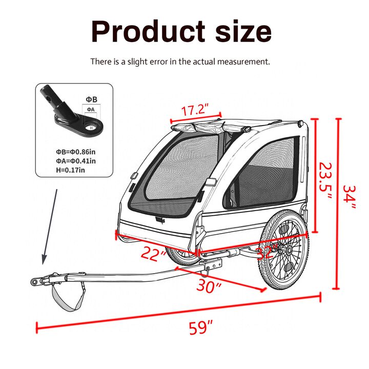 88LB Capacity Pet Bike Trailer for Small and Medium Dogs &ndash; Foldable, Non-Slip & Safe