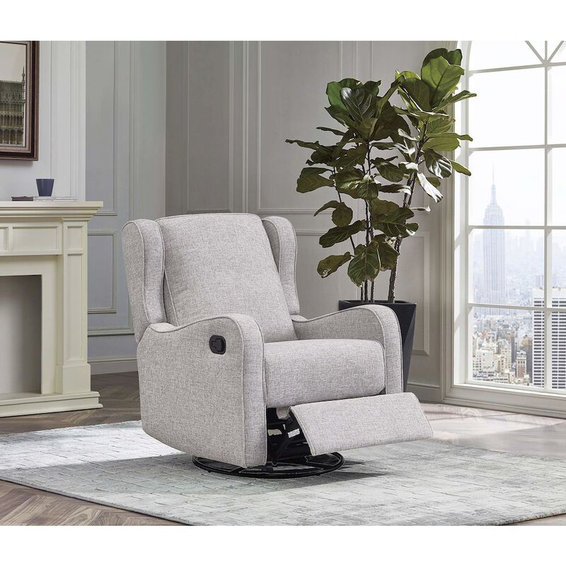 Westwood Design Skylar Fabric Manual Swivel Glider and Recliner in Fawn Gray
