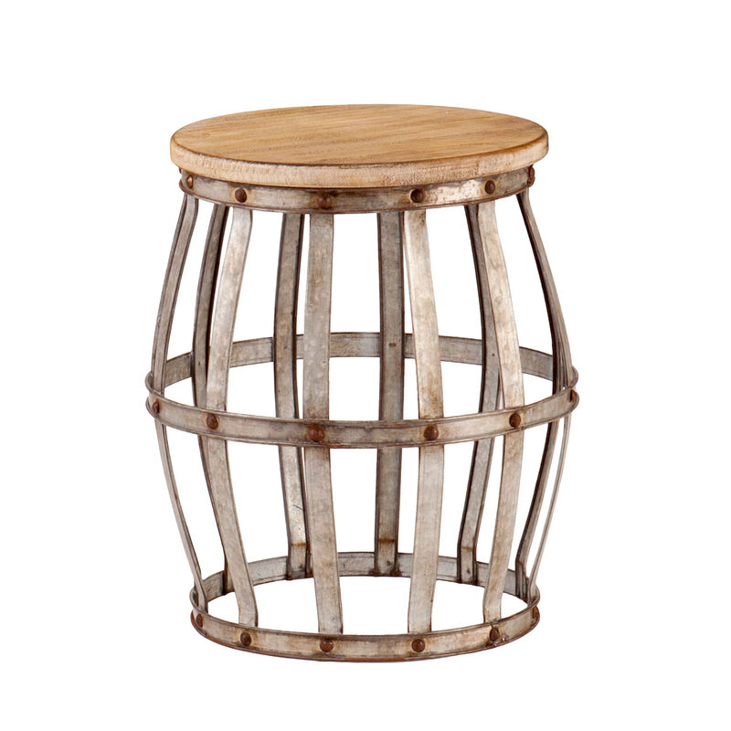 Rustic Wood Round Accent Table with Durable Frame for Modern or Traditional Interiors