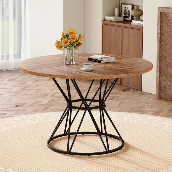 Whisen 47.3" Round Dining Table, MDF Metal for Home Kitchen Restaurant
