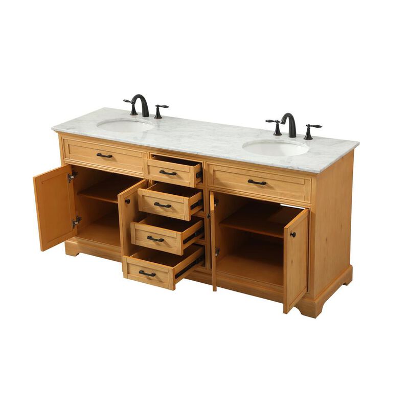 Elegant Kitchen and Bath 72 inch double bathroom vanity in natural wood