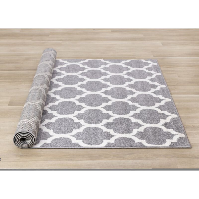 Novelle Home Claremont Grey White Ogee Area Rug, 5' x 8', 5'3 x 7'7 image number 3