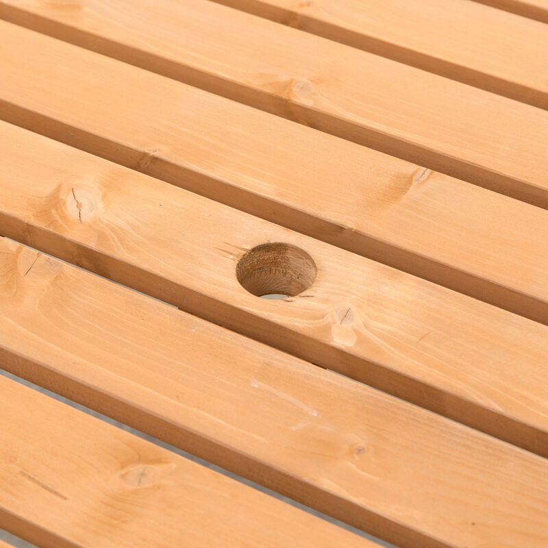 Wooden Outdoor Patio Garden Round Picnic Table with Bench, 8 Person - Stained