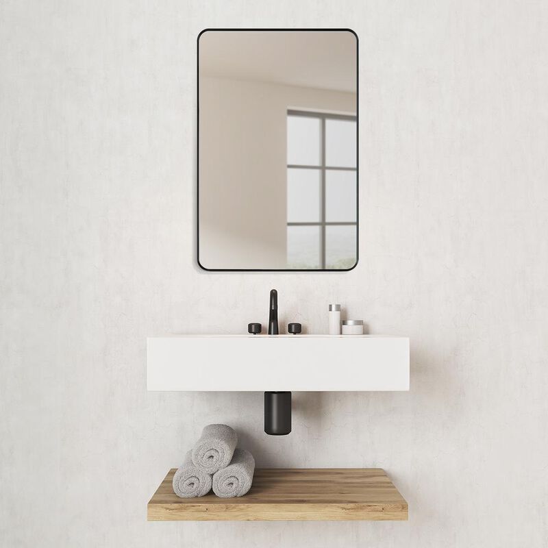 Altair Nettuno 24 Rectangle Bathroom/Vanity Matt Black Aluminum Framed Wall Mirror