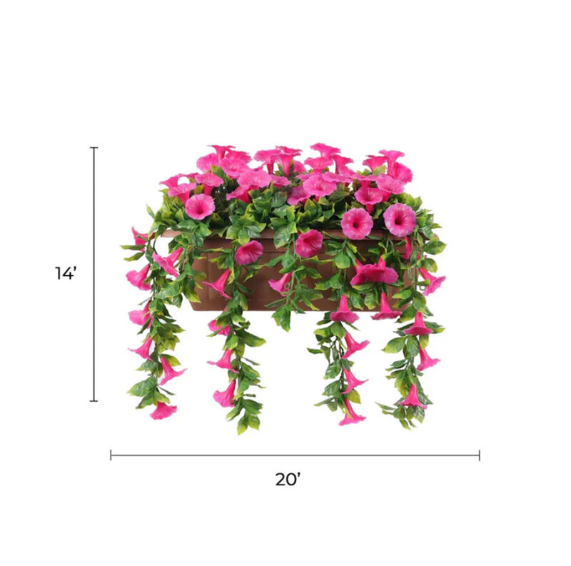 Artificial Draping Pink Petunia Window Box Planter 20" x 14"