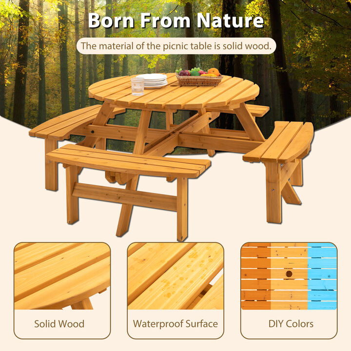 Gwogfa 8 Person Wooden Picnic Table