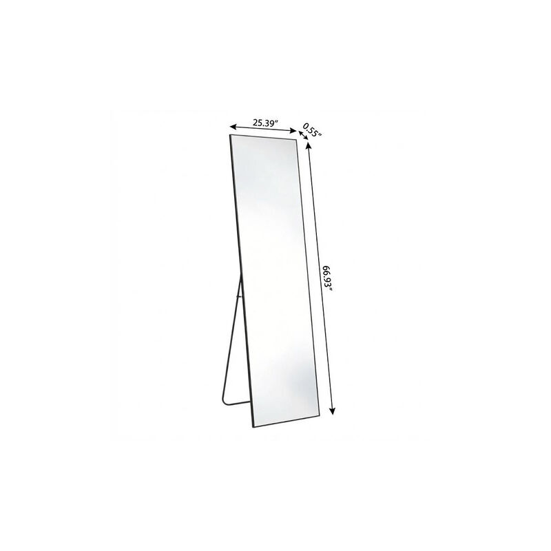 HomeRoots 67" Black Aluminum Freestanding And Wall Mounted Framed Full Length Mirror image number 4