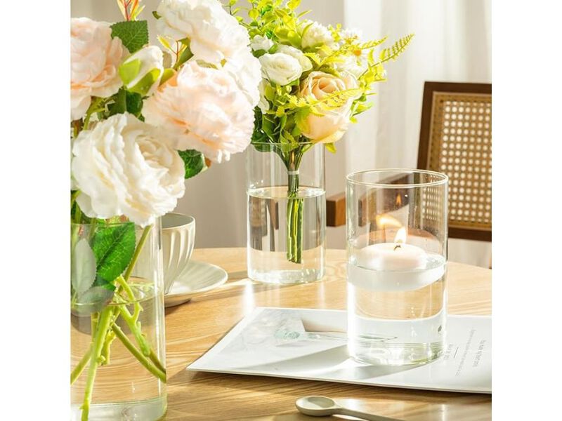 Set of 12 Clear Glass Cylinder Vases &ndash; 6‑Inch Flower & Floating Candle Holders image number 1