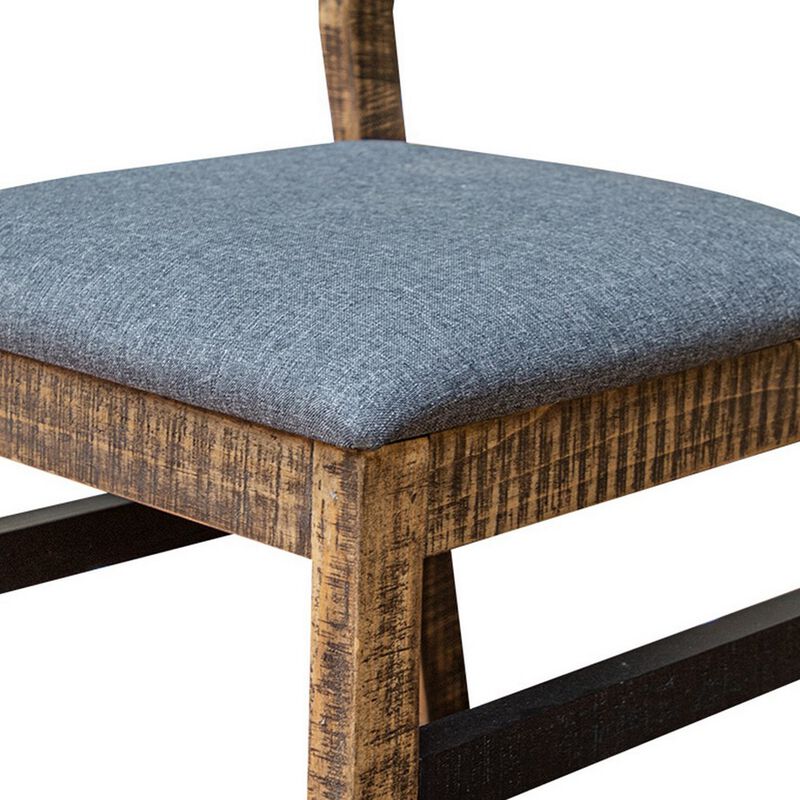 Peya 18 Inch Dining Chair, Modern Panel Back, Soft Cushioning, Brown -Benzara