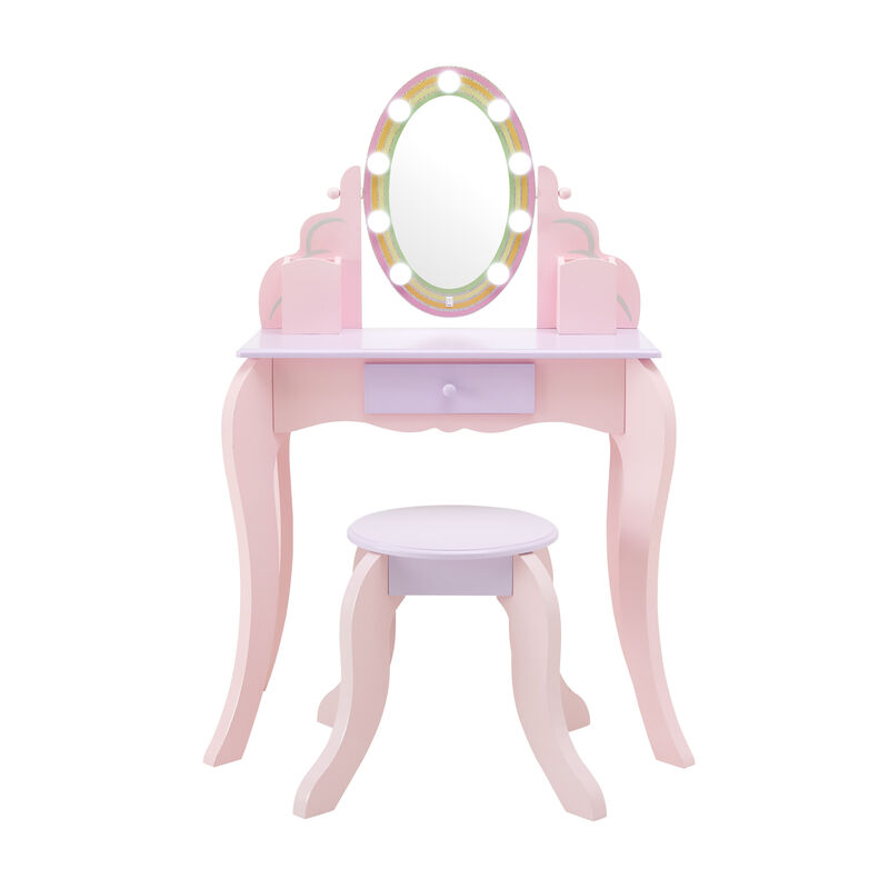 Little Princess Rapunzel Vanity with LED Mirror, Pink image number 3