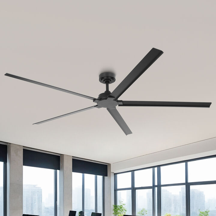 72 in. Matte Black Aluminum Ceiling Fan with Remote without Light