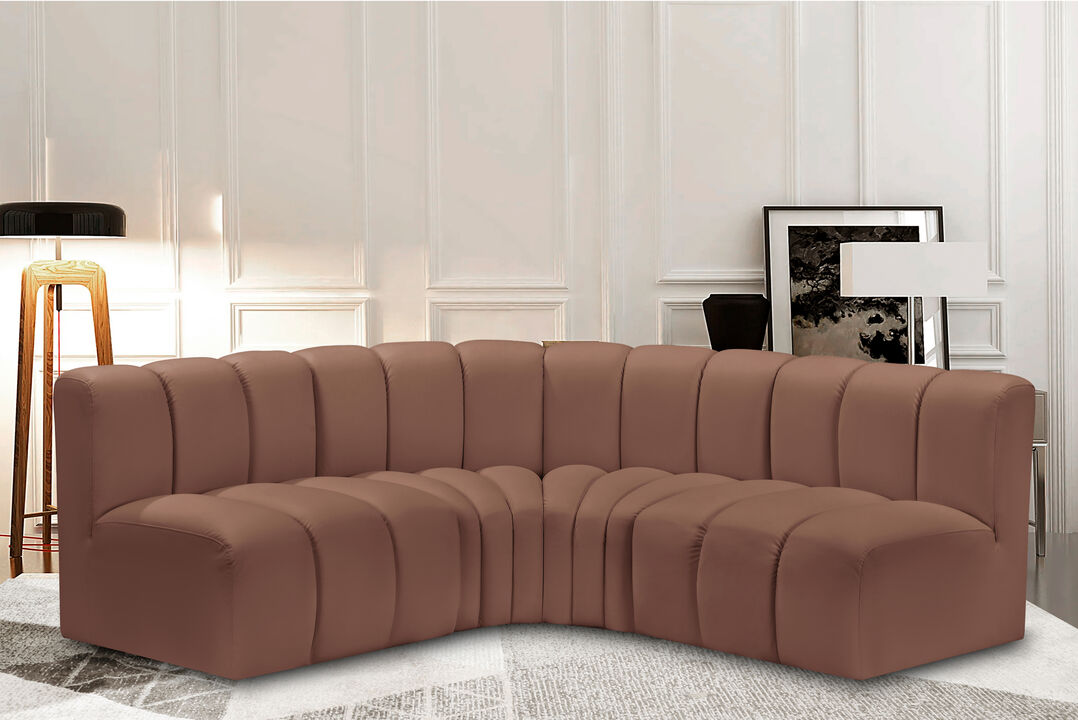 Meridian Furniture Arc Cognac Vegan Leather Modular Sofa