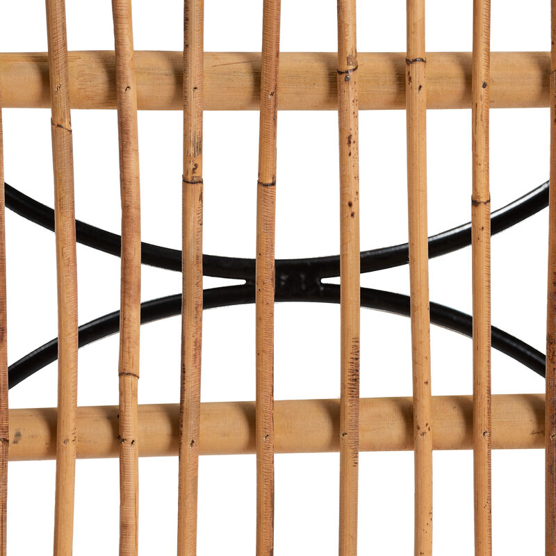 Baxton Studio Garan Modern Bohemian Natural Brown Rattan and Black Metal Counter Stool