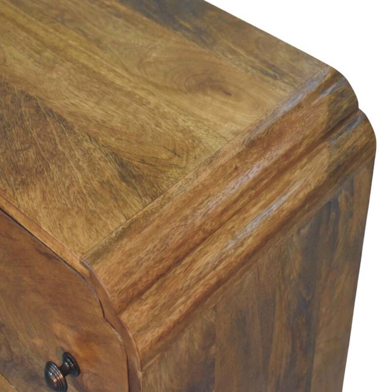 Artisan Furniture Solid Wood Scalloped Edge Chest, 3 Drawers, Brown image number 4