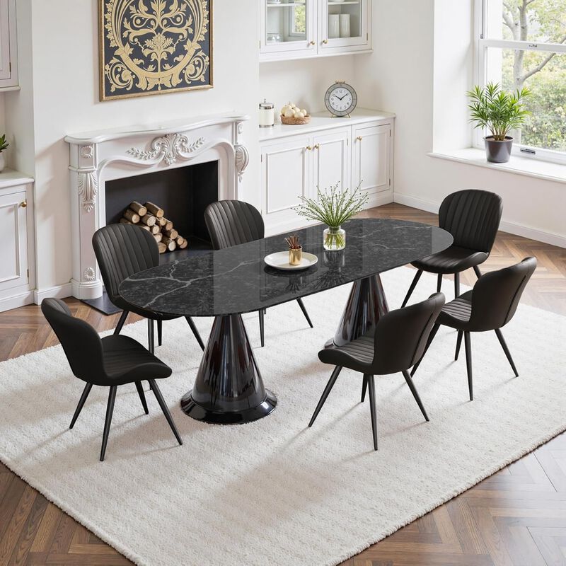 Modern Ribbed Upholstered Dining Chair Set of 4 image number 4