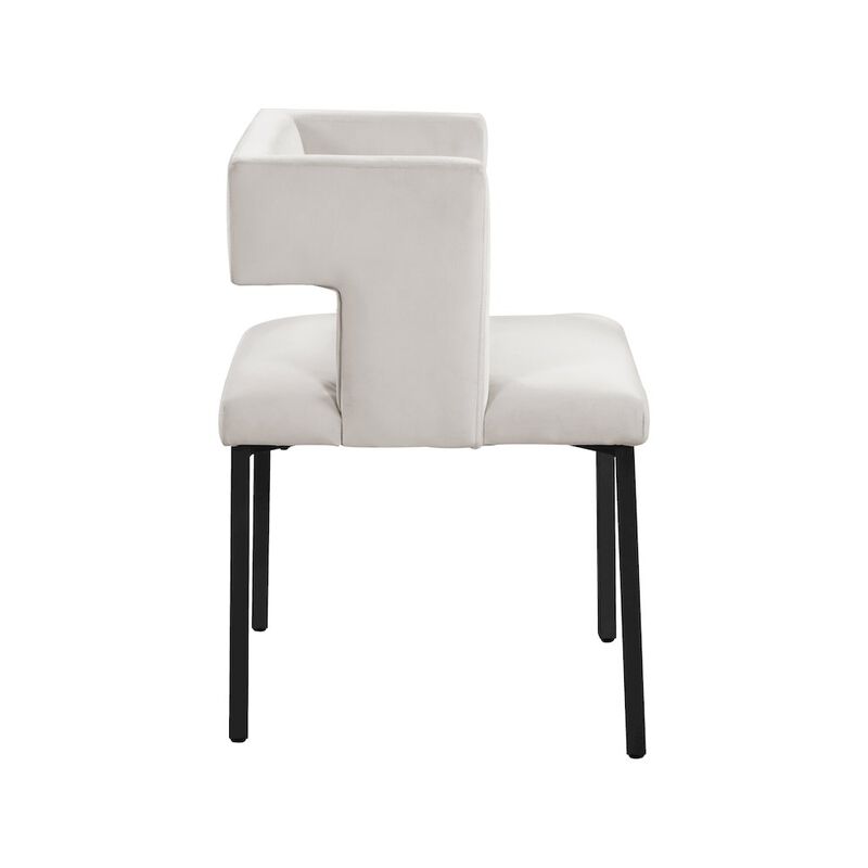 Meridian Furniture Caleb Cream Velvet Dining Chair, Set of 2
