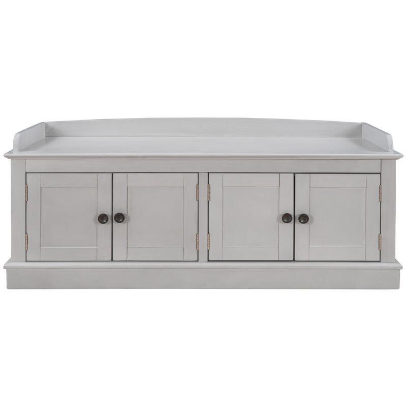 Streamdale 4-Door Storage Bench with Shelves and Cushion image number 7