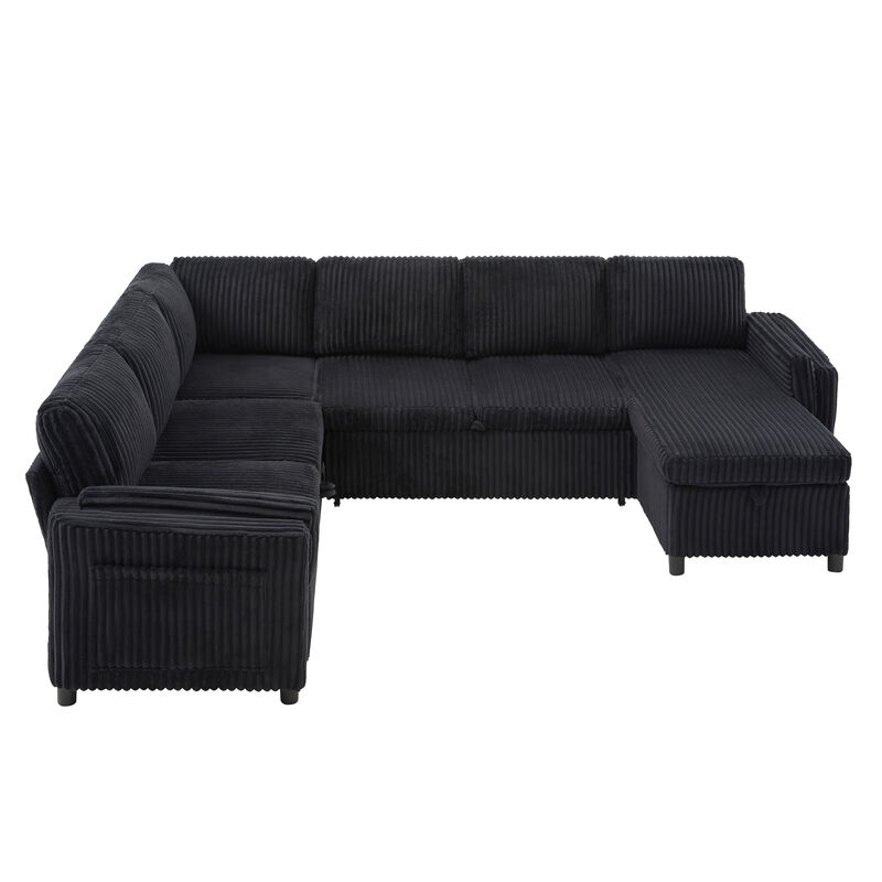 111" U-Shaped Convertible Sectional Sofa Bed image number 0
