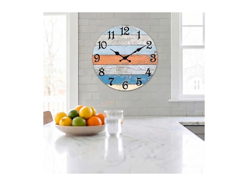 Wooden Rustic Farmhouse Coastal Wall Clock 8 Inch Silent Non Ticking Wood image number 3