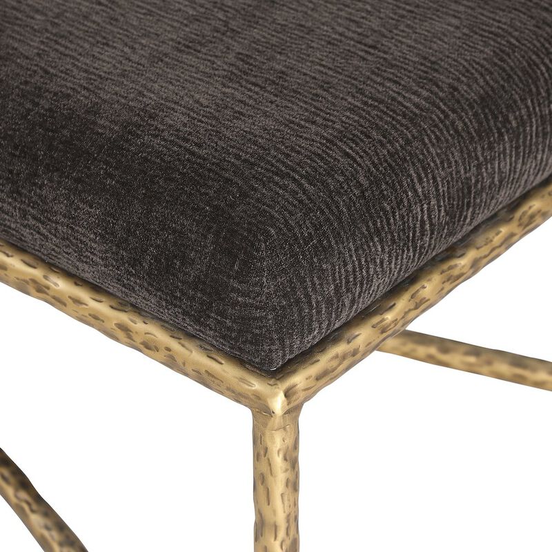 Meridian Furniture Valley Brown Chenille Fabric Bench