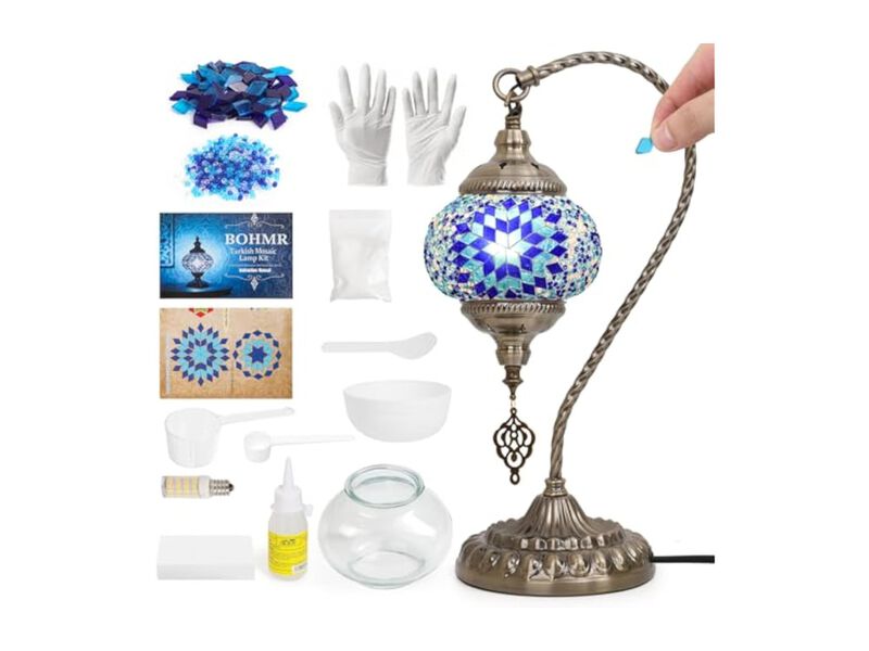 Turkish Mosaic Table Lamp For Bedroom Living Room Blue image number 0