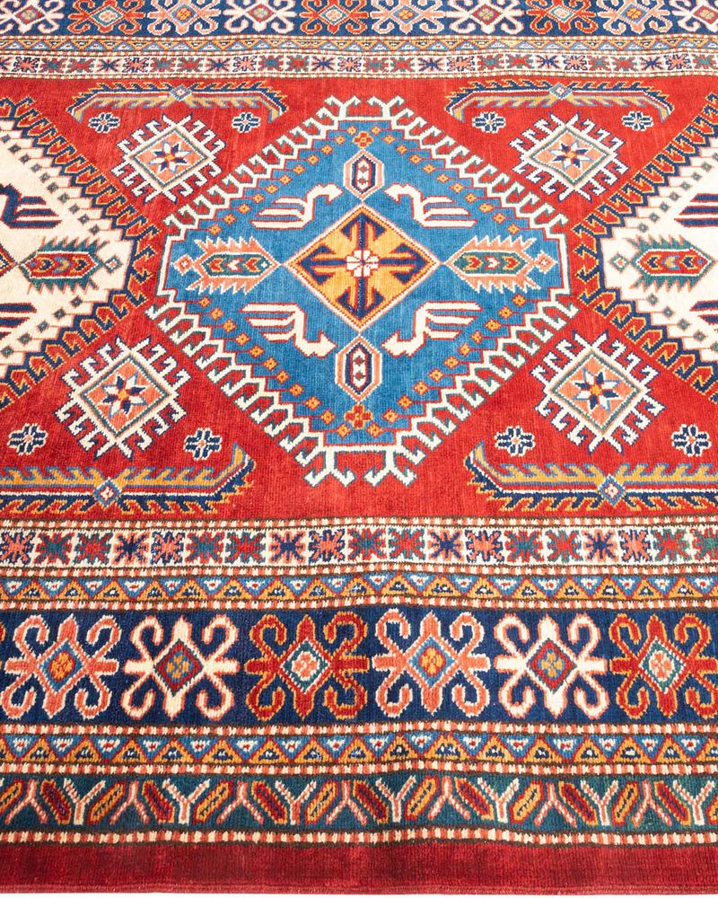 Tribal, One-of-a-Kind Hand-Knotted Area Rug  - Orange, 4' 4" x 6' 3"