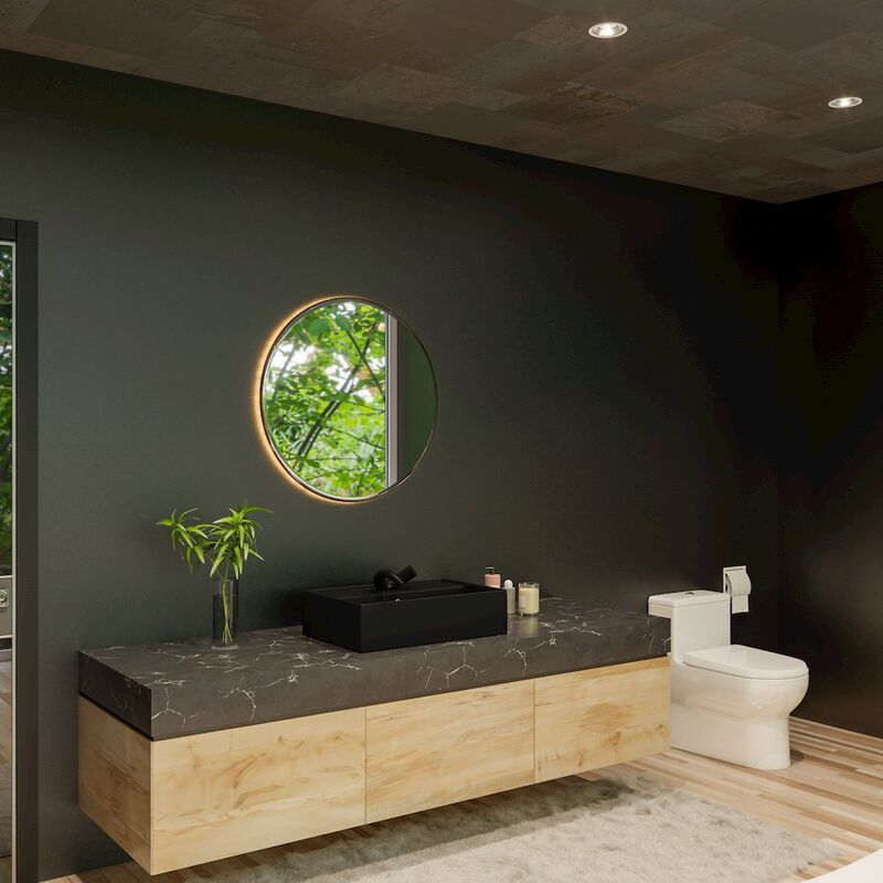 ALFI brand Black Matte 24 Modern Rectangular Above Mount Ceramic Sink with Faucet Hole