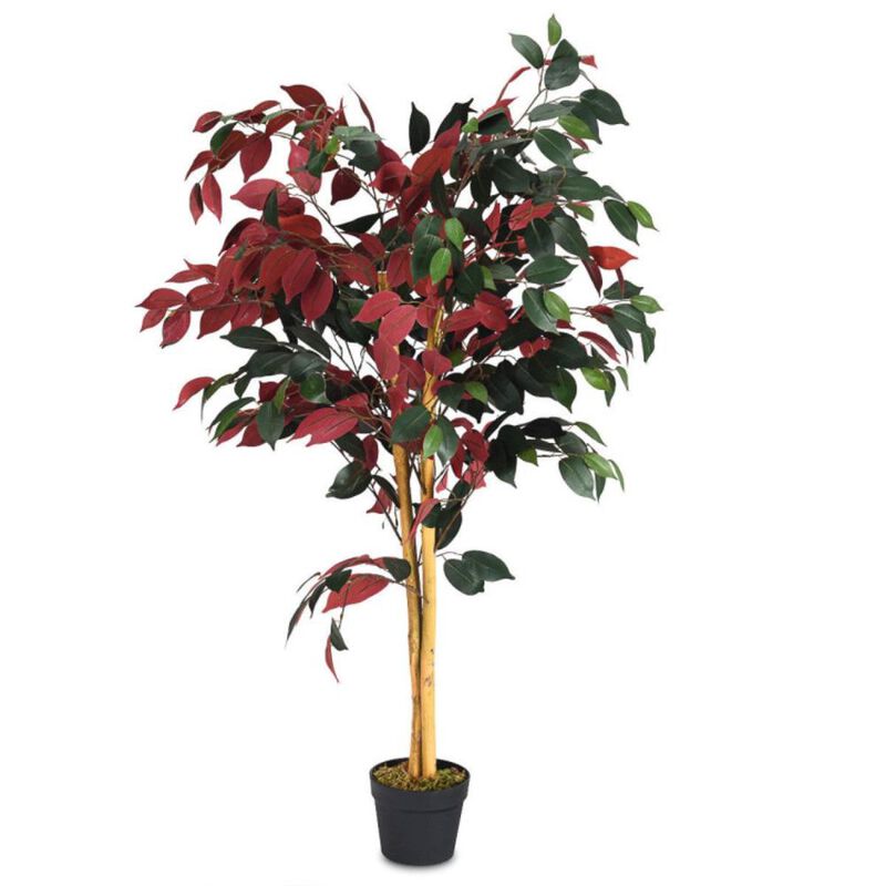 Hivvago 4 Feet Tall Artificial Ficus Tree with Nursery Pot