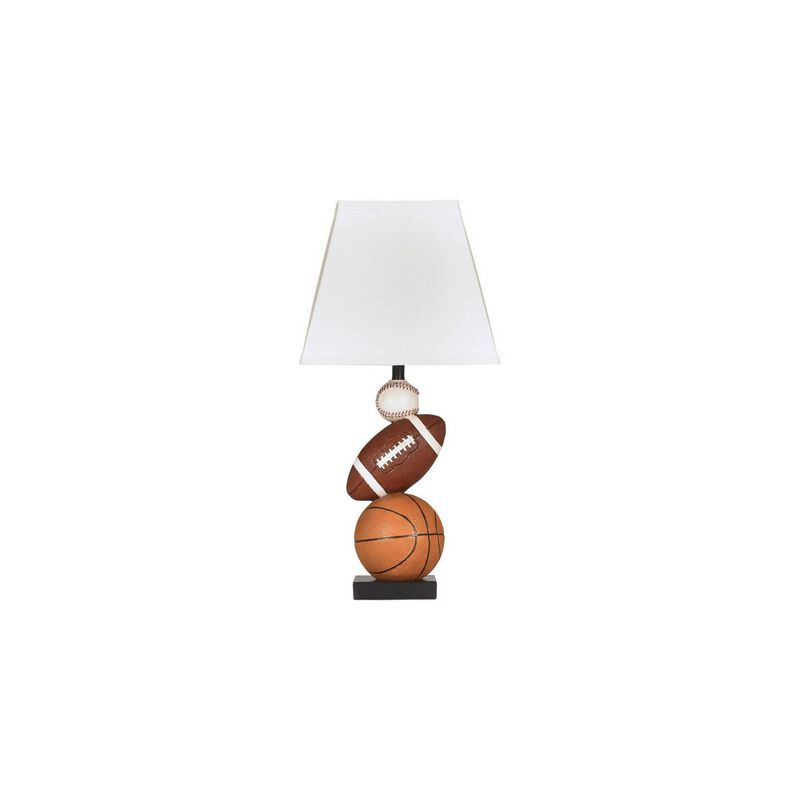 Sports Themed Polyresin Frame Table Lamp, Multicolor-Benzara