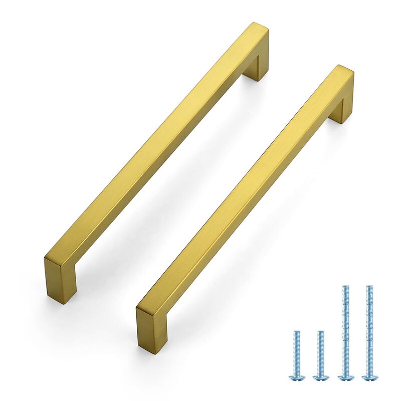JOY DECOR 30 Pack Cabinet Handles, Gold Cabinet Pulls, 7-1/2 Inch Kitchen Handles Square Drawer Pulls Stainless Steel Drawer Har
