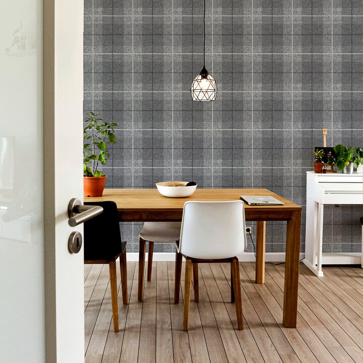 Hector Charcoal Plaid Wallpaper (Set of 2)