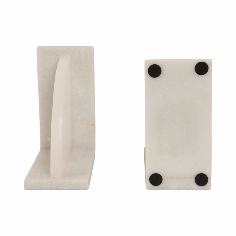 S/2 6" Alabaster Arc Bookends, White image number 5