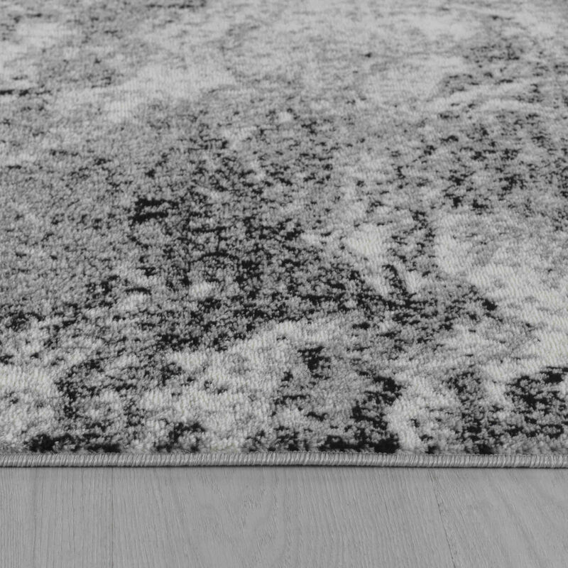 Rug Branch Micah Contemporary Abstract Marble Grey Black Indoor Runner Rug