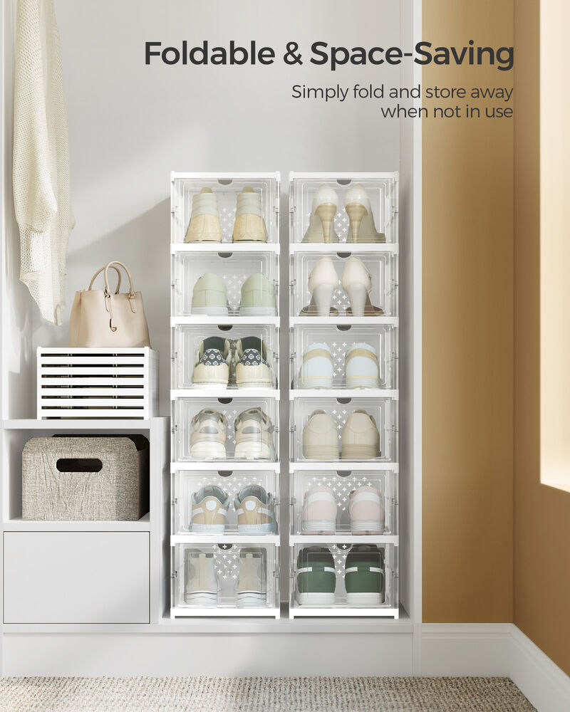 Pack of 12 Stackable Shoe Boxes Transparent image number 6