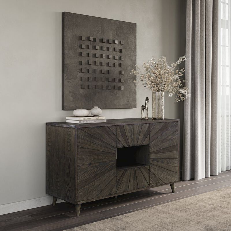 Jofran Reece 50 Mid-Century Modern Starburst TV Stand Console Storage Cabinet