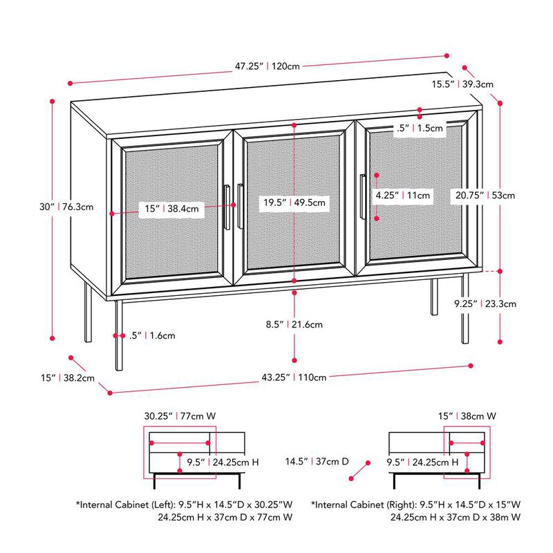 CorLiving Wood Sideboard Buffet, Light Wood