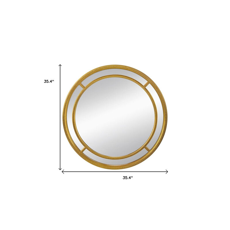 HomeRoots 35" Gold Geo Dot Round Double Frame Accent Mirror image number 3