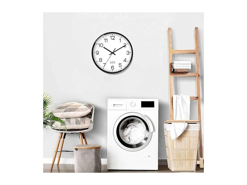 Black Classic Wall Clock 8 Inch Silent Non Ticking Modern Battery Operated image number 3