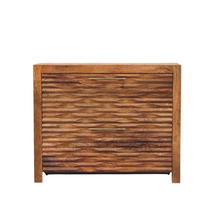 Artisan Furniture Solid Wood Amber Wavefront,2 Drawers, Beige