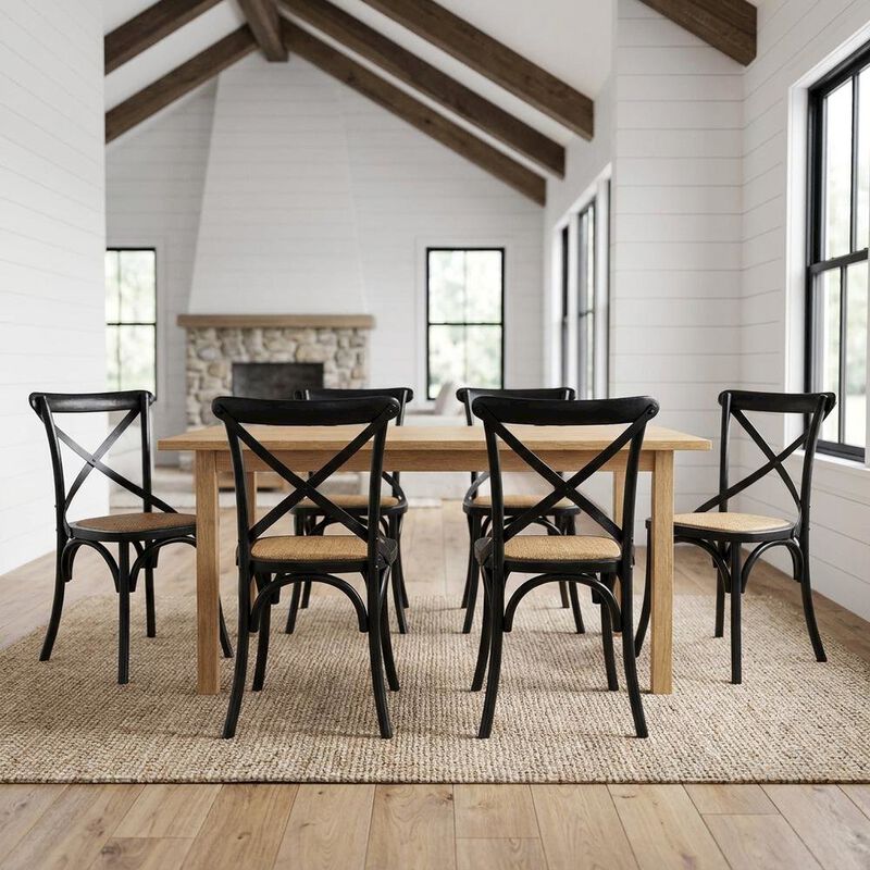 Wooden Dining Side Chairs for Dining Room, Natural, Set of 4 image number 5