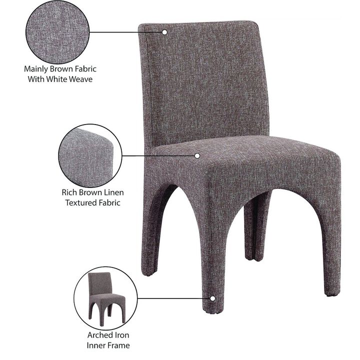 Meridian Furniture Gramercy Brown Linen Textured Fabric Dining Chair, Set of 2