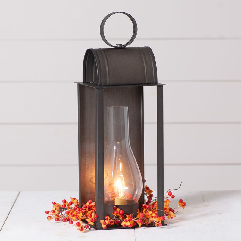 Colonial Style Electric Table Lamp With Glass Chimney, 1825 In Tall image number 2