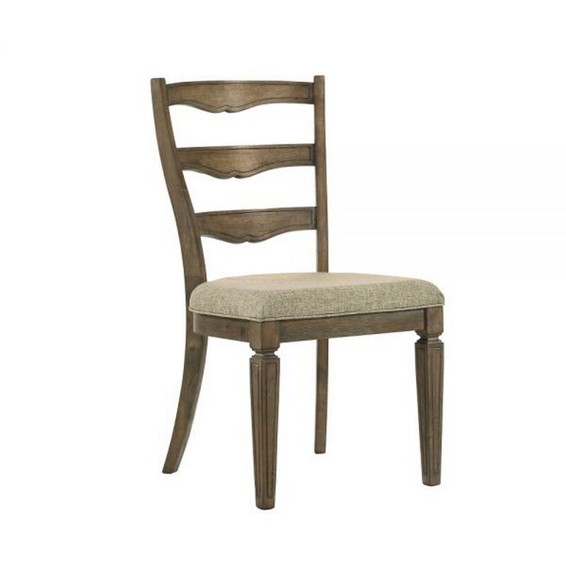 Stacy 19 Inch Dining Chair, Set of 2, Fabric Upholstery, Weathered Oak image number 0