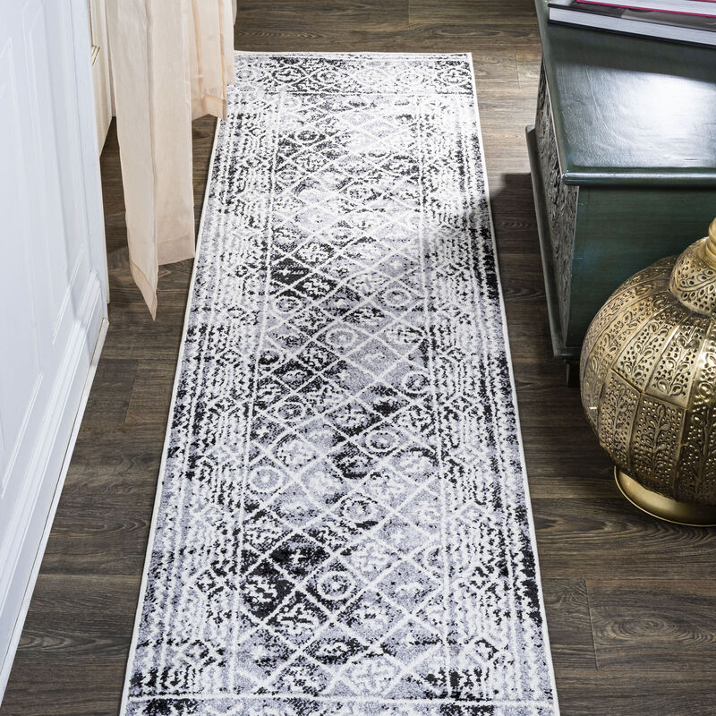 Iften Moroccan Geometric Distressed Area Rug