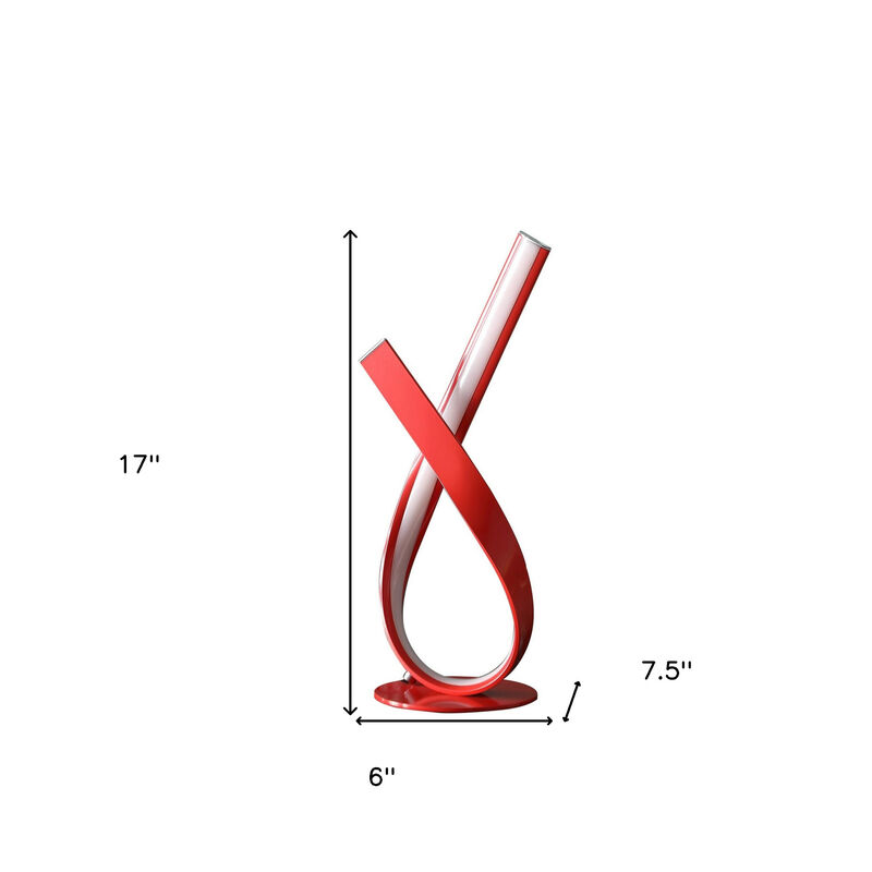 HomeRoots 17" Red Modern Abstract Ribbons Table Lamp image number 2