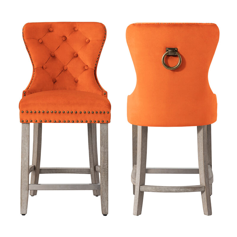 WestinTrends 24" Tufted Velvet Counter Stool (Set of 2)