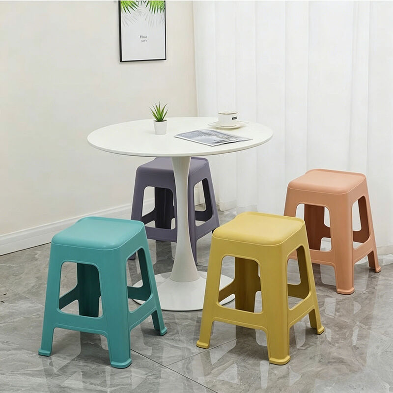 Jentsa 10 Pack Stackable Plastic Stools image number 1
