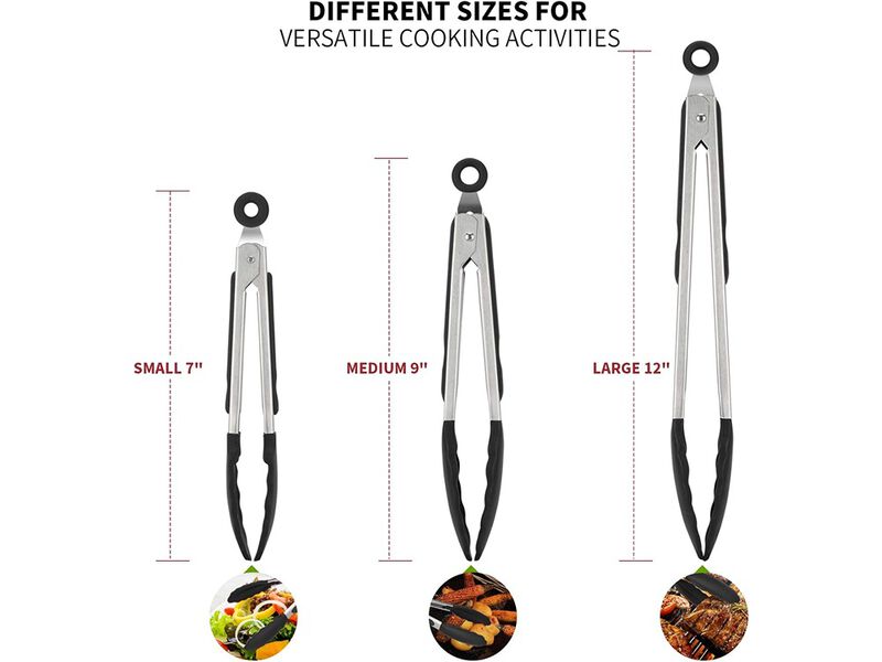 U-Taste  Cooking Tongs, with 600&ordm;F High Heat-Resistant Non-Stick Silicone Tips