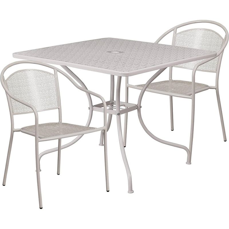 3-Piece Steel Metal Outdoor Patio Furniture Set with 2 Chairs and 1 Table